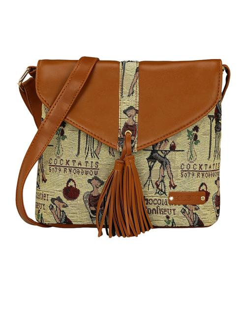 brown  leatherette  regular sling bag - 15116777 - Very Small Image - 1