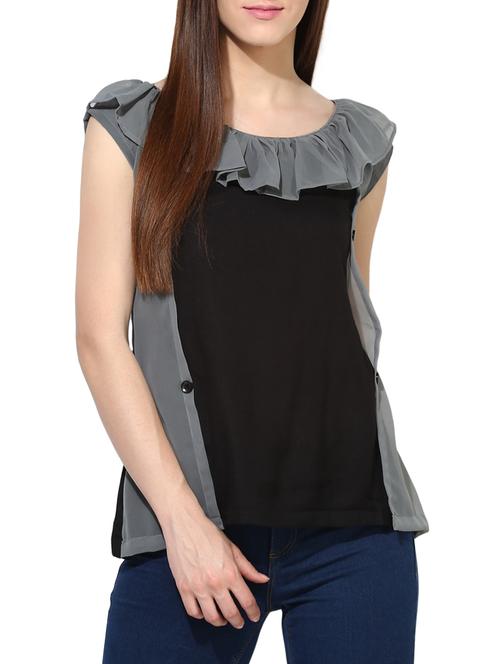 solid black rayon top - 15117441 - Very Small Image - 1