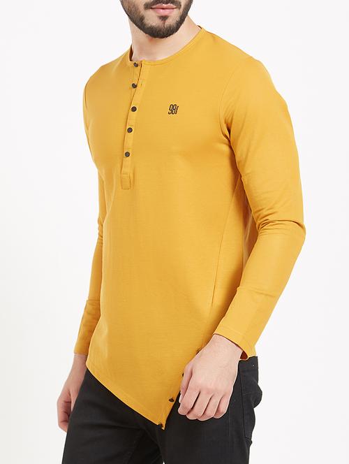 yellow linen asymmetric t-shirt - 15118129 - Very Small Image - 1