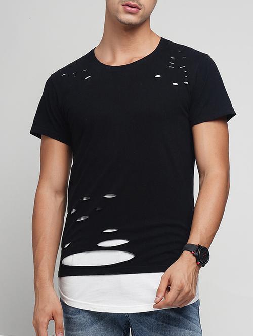 black cotton ripped t-shirt - 15118540 - Very Small Image - 1