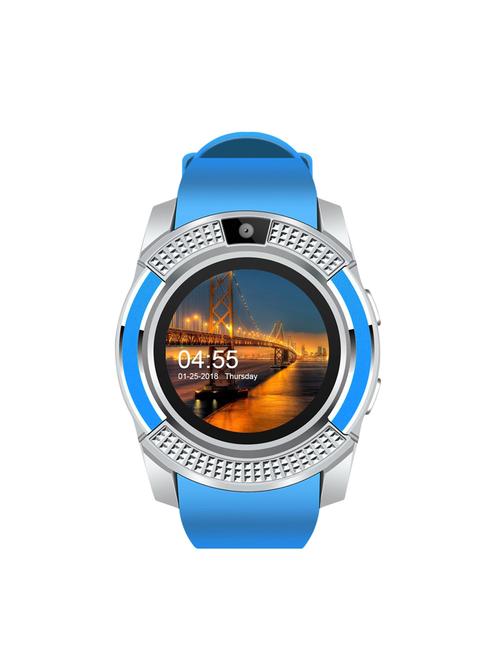 jm new v8 blue colour smart watch with sim/sd card support - 15118712 - Very Small Image - 1