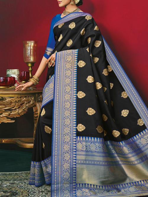 delicate golden zari woven saree - 15120768 - Very Small Image - 1