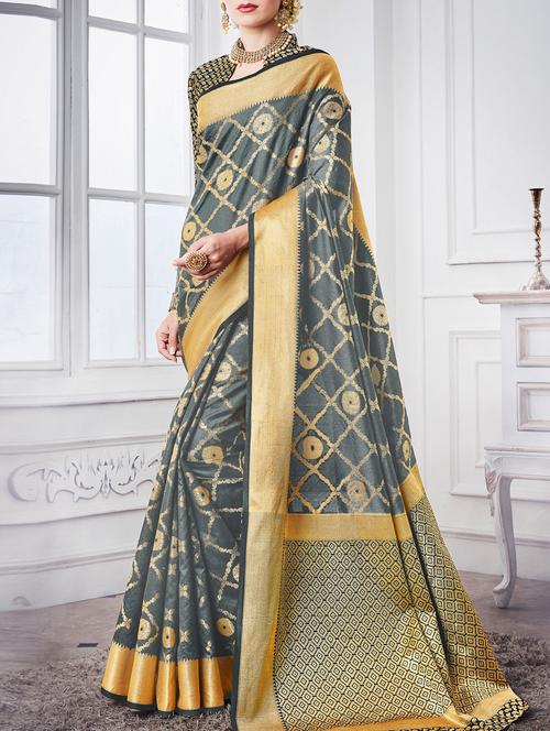 delicate golden zari woven  saree - 15120801 - Very Small Image - 1