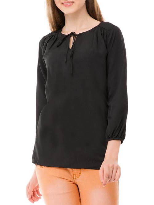 tie neck elasticated hem top - 15120842 - Very Small Image - 1