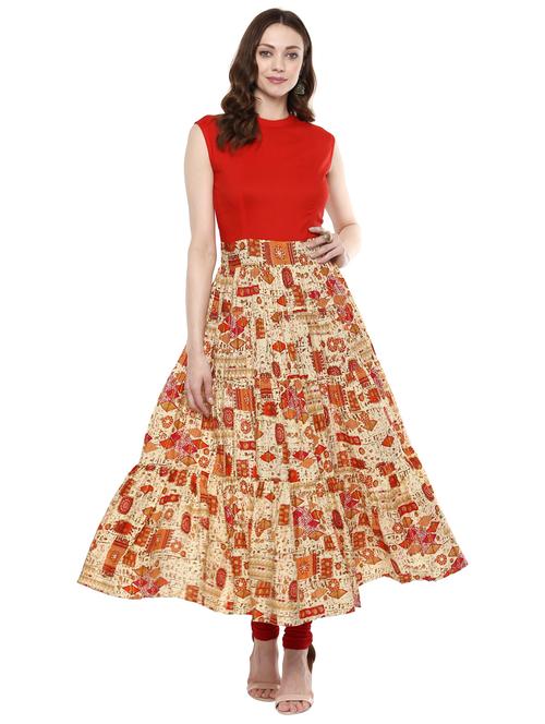 printed flared kurta - 15120988 - Very Small Image - 1