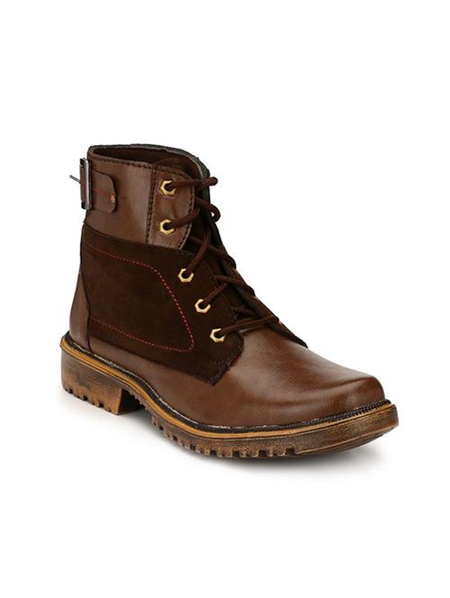 brown leatherette high ankle boot - 15121146 - Very Small Image - 1