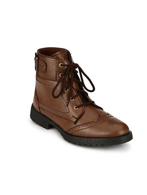 brown leather high ankle boot - 15121170 - Very Small Image - 1
