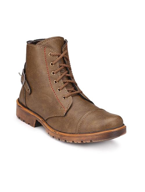 brown leatherette high ankle boot - 15121187 - Very Small Image - 1