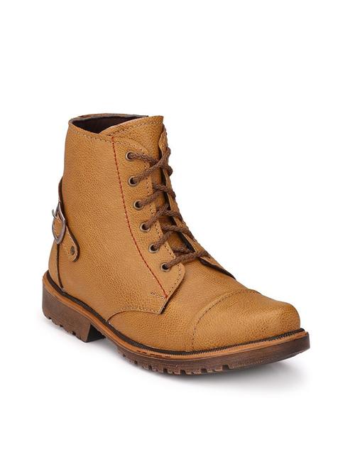 tan leatherette high ankle boot - 15121188 - Very Small Image - 1