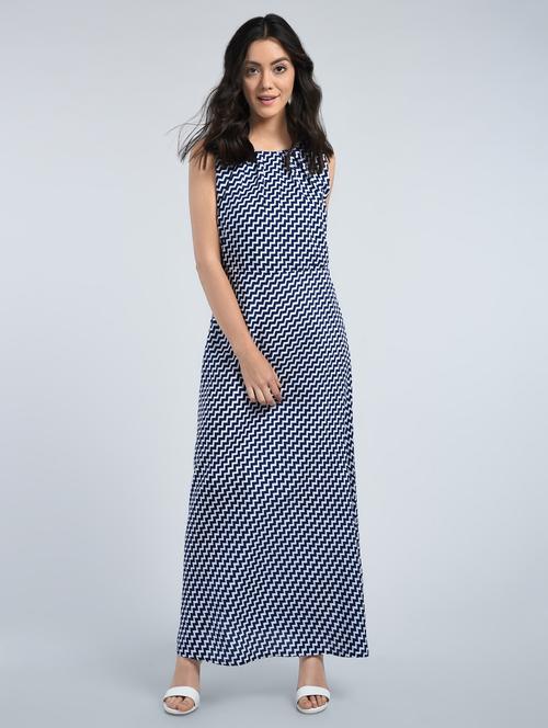 pleated neck chevron maxi dress - 15121390 - Very Small Image - 1