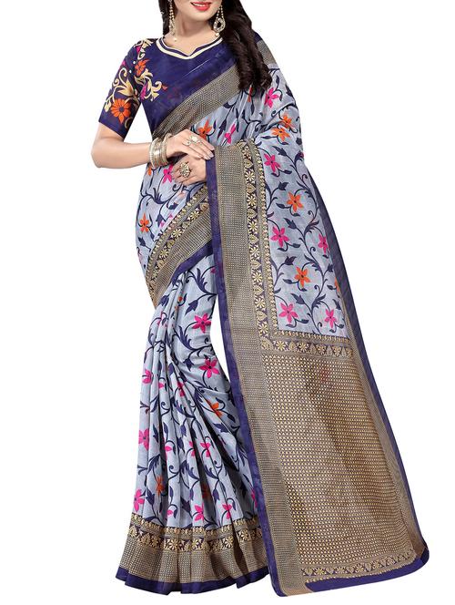 blue silk blend bhagalpuri saree with blouse - 15122020 - Very Small Image - 1