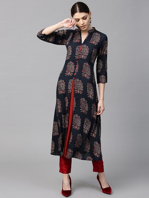 block print a-line kurta - 15122095 - Very Small Image - 1