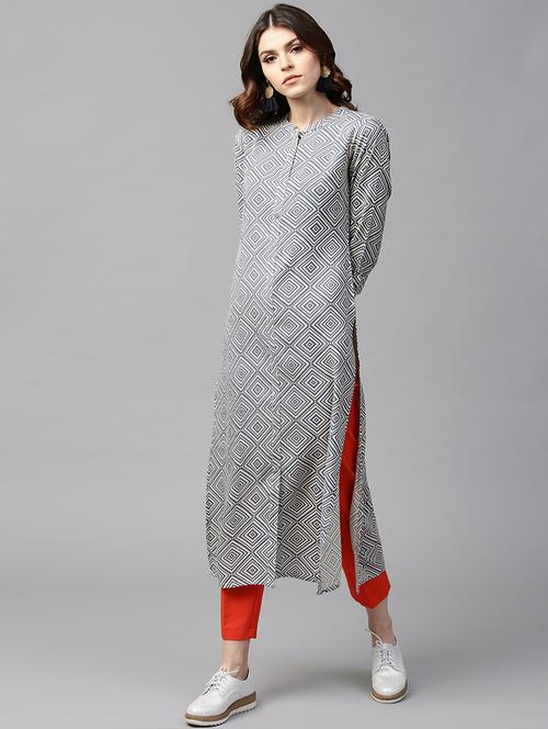 grey rayon straight kurta - 15122122 - Very Small Image - 1