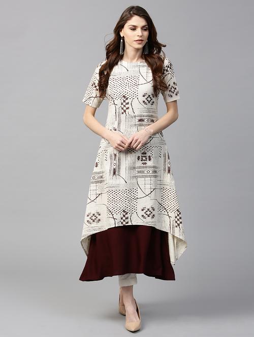 white cotton layered kurta - 15122136 - Very Small Image - 1