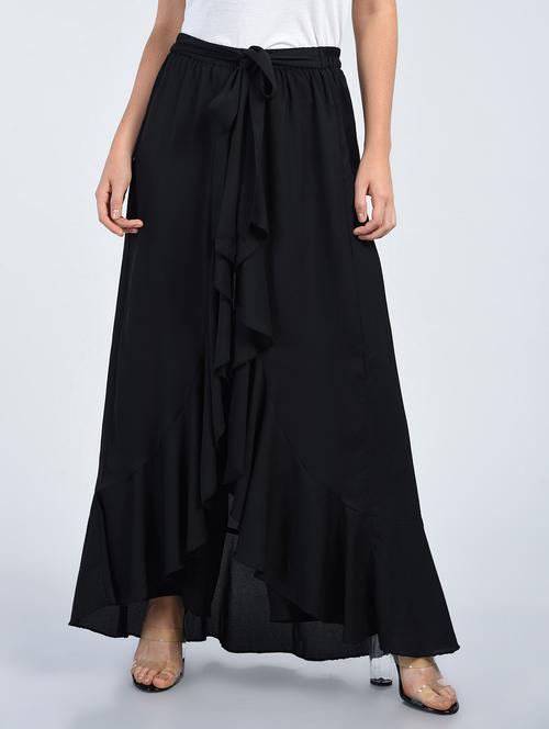 black solid ruffled palazzo - 15122193 - Very Small Image - 1