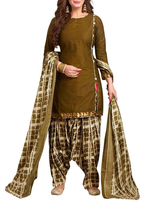 mehandi unstitched salwar suit - 15122488 - Very Small Image - 1