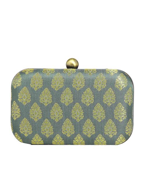 grey silk box clutch - 15123029 - Very Small Image - 1