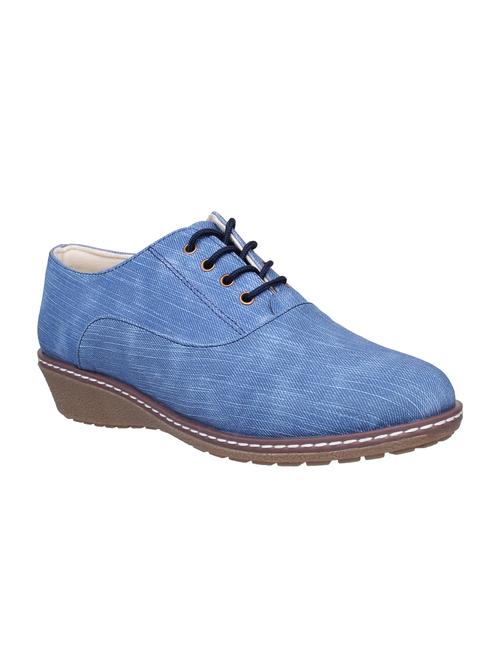 blue faux leather laceup casual shoes - 15124326 - Very Small Image - 1