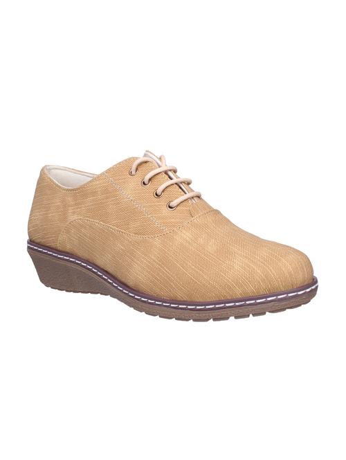 beige faux leather laceup casual shoes - 15124327 - Very Small Image - 1