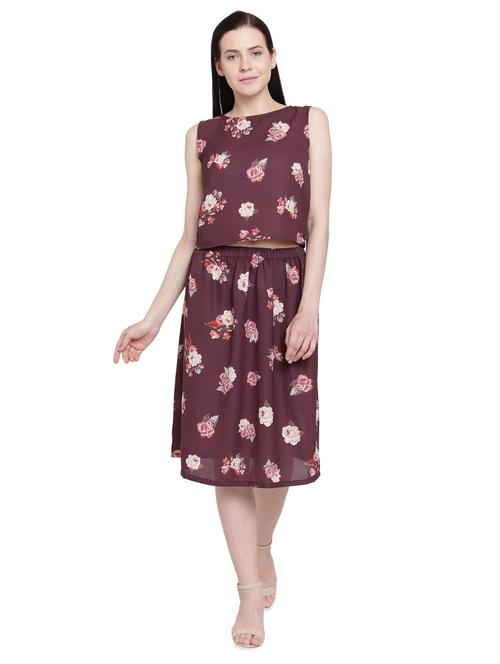 purple floral georgette a-line set - 15124375 - Very Small Image - 1