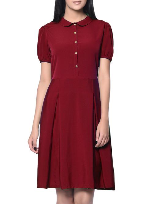 Women's Fit & Flare Solid Dress - 15125508 - Very Small Image - 1