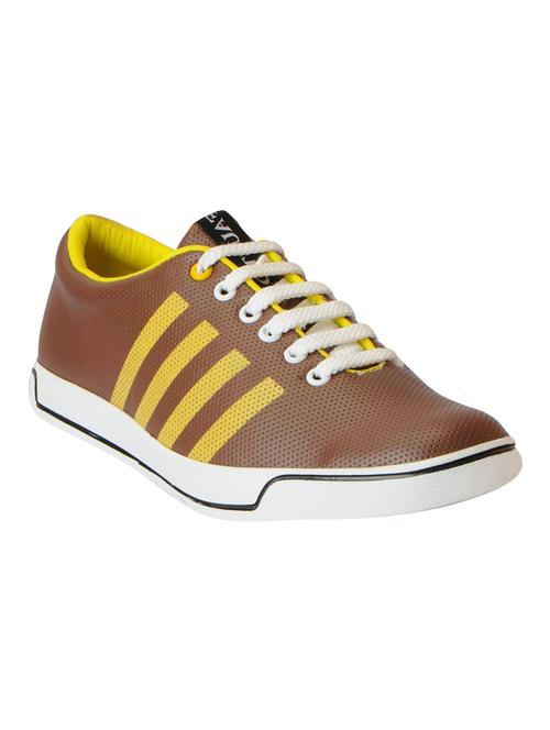 brown leatherette lace up sneaker - 15125863 - Very Small Image - 1
