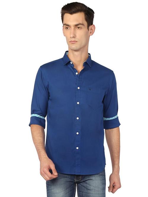 blue cotton casual shirt - 15126313 - Very Small Image - 1