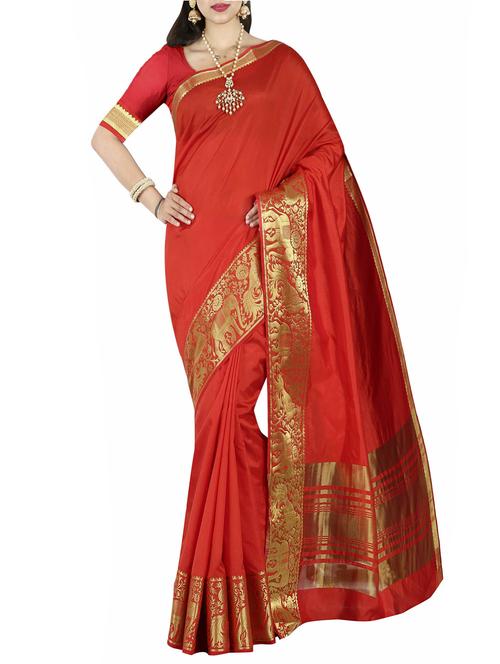conversational zari border tussar saree with blouse - 15126596 - Very Small Image - 1