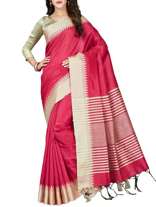 pink art silk bordered saree with blouse - 15126902 - Very Small Image - 1
