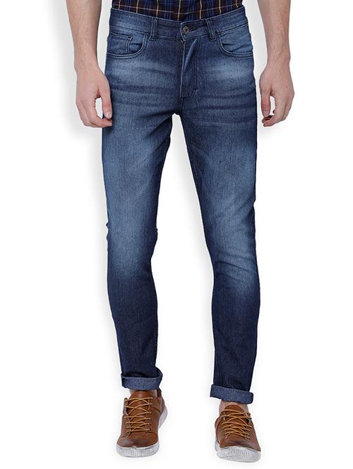 blue cotton blend washed jeans - 15127019 - Very Small Image - 1