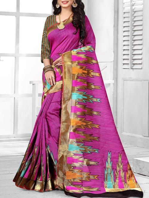 pink silk bordered saree with blouse - 15127775 - Very Small Image - 1