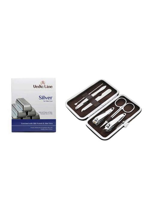 vedic line combo of silver hydrated cool, smooth & glowing facial kit with manicure & pedicure kit for women - 15128114 - Very Small Image - 1