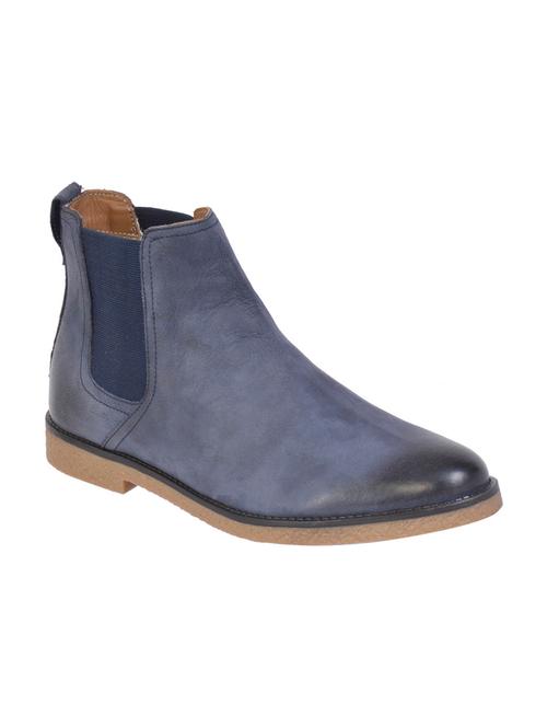 navy leather slip on boots - 15130930 - Very Small Image - 1