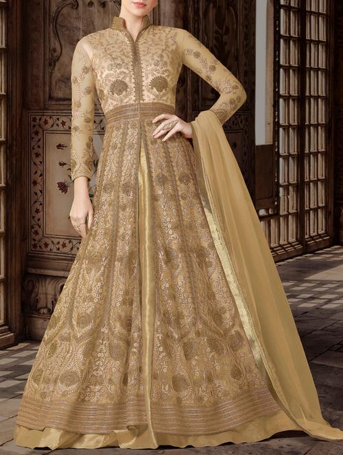 embroidered semi-stitched anarkali suits - 15131704 - Very Small Image - 1