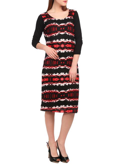 black printed a-line dress - 15132226 - Very Small Image - 1