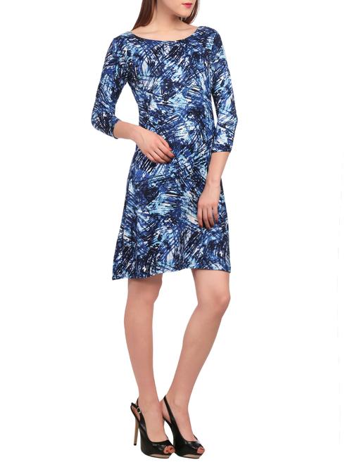 blue printed a-line dress - 15132232 - Very Small Image - 1