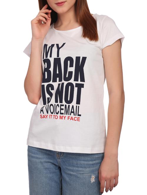 white slogan printed cotton tee - 15132458 - Very Small Image - 1
