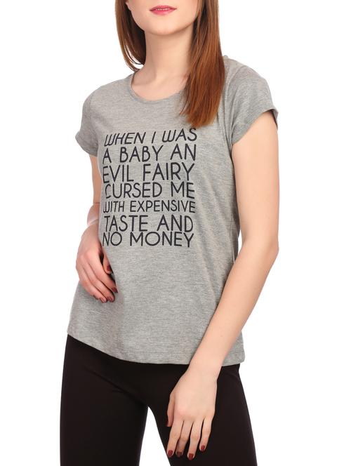 grey slogan printed cotton tee - 15132465 - Very Small Image - 1