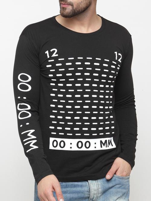 black cotton front print tshirt - 15135385 - Very Small Image - 1