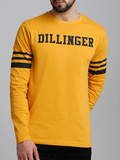 yellow cotton chest print tshirt - 15136155 - Very Small Image - 1