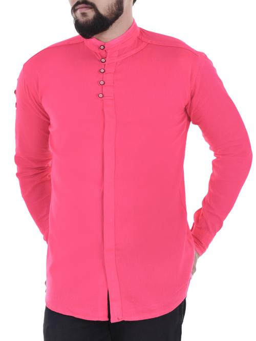 pink cotton blend casual shirt - 15136588 - Very Small Image - 1