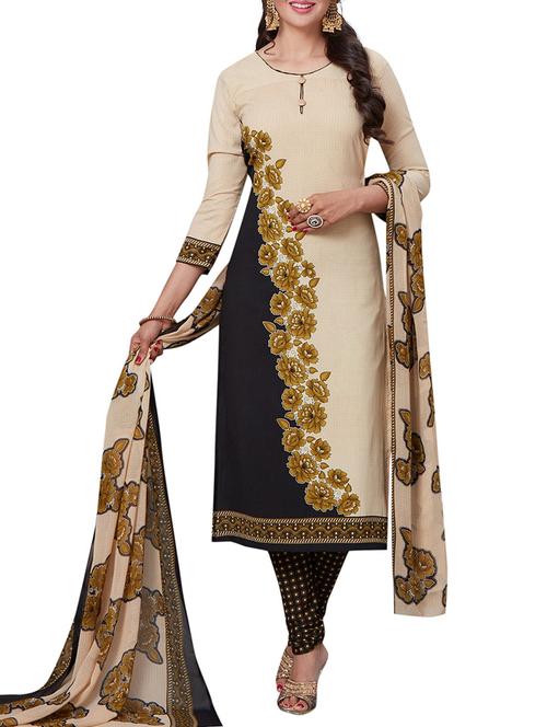 printed unstitched churidaar suit - 15136795 - Very Small Image - 1