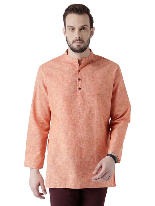 orange solid short kurta - 15137117 - Very Small Image - 1
