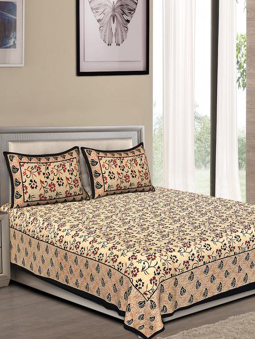 jaipuri traditional double bedsheet with 2 pillow covers - 15138147 - Very Small Image - 1