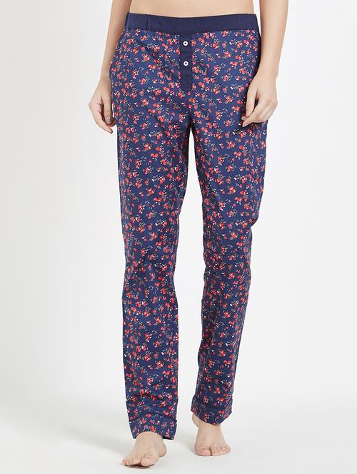 navy blue printed cotton pajama - 15138373 - Very Small Image - 1