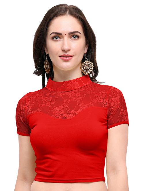 red cotton solid blouse - 15138383 - Very Small Image - 1
