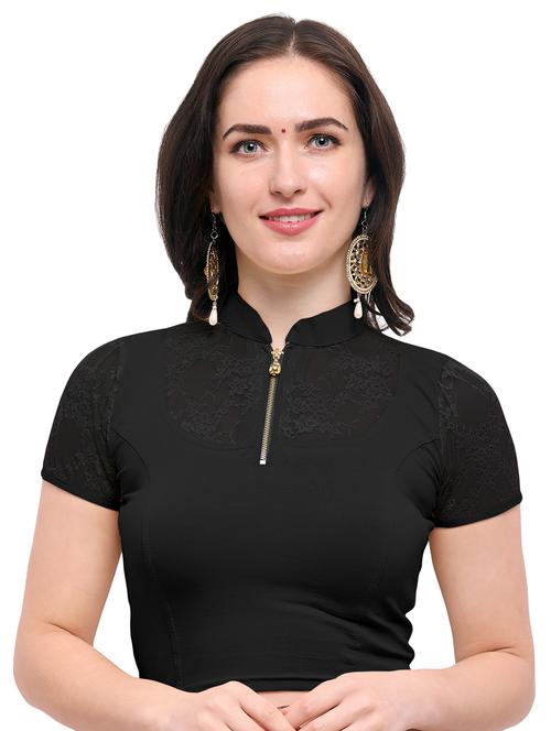 black cotton solid blouse - 15138386 - Very Small Image - 1