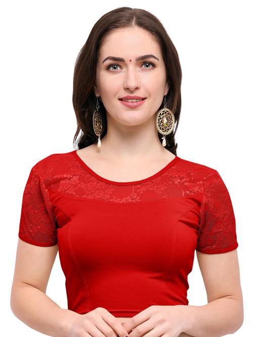 red cotton solid blouse - 15138392 - Very Small Image - 1
