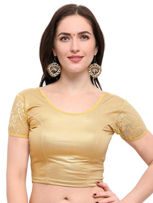 gold cotton solid blouse - 15138395 - Very Small Image - 1