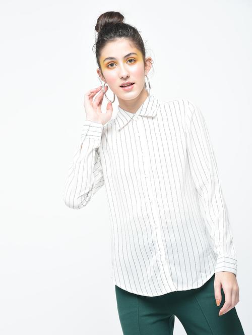 white crepe regular shirt - 15139449 - Very Small Image - 1